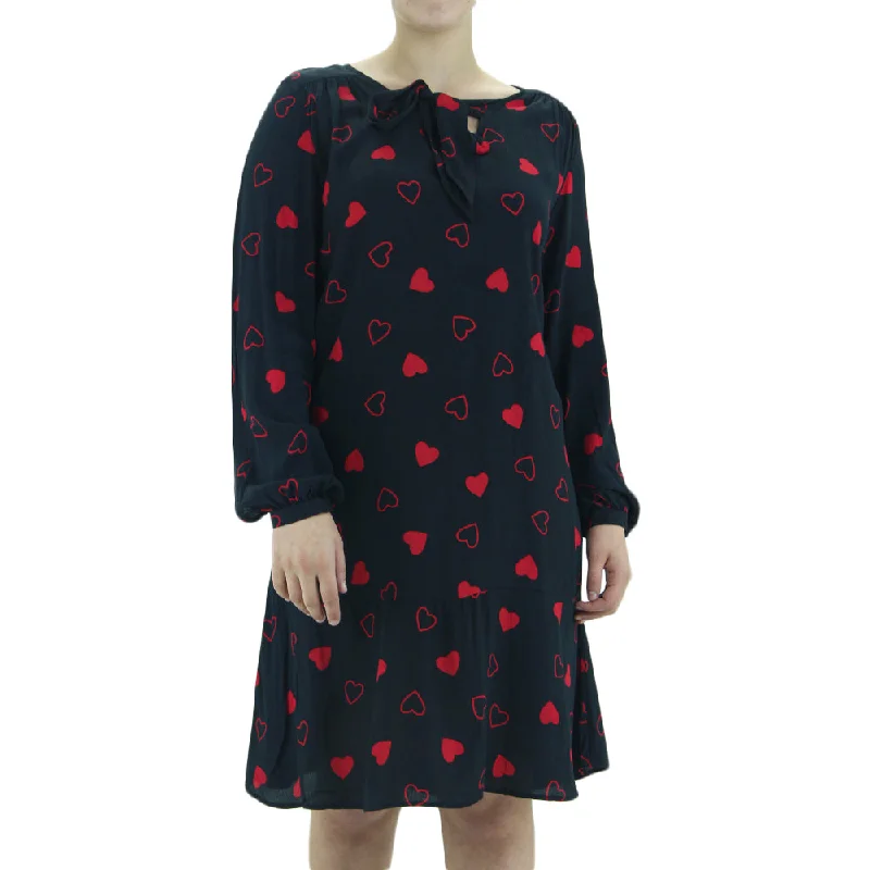 Women's Printed Midi Dress,Black Elegant Puff Sleeve Midi Dress