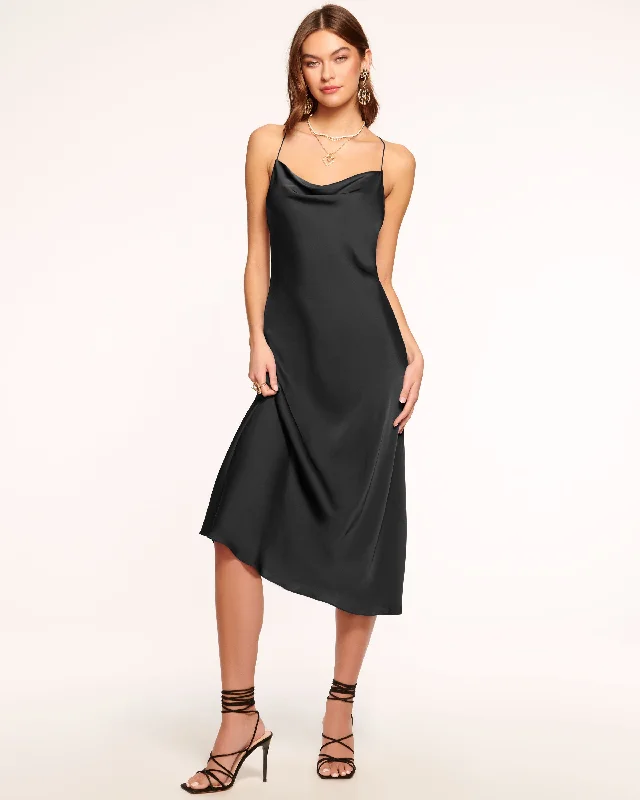 Averi Slip Midi Dress Trendy Off-Shoulder Ruffle Midi Dress