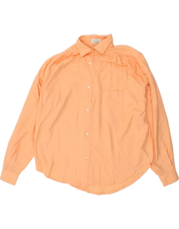 BENETTON Womens Shirt UK 16 Large Orange Elegant Button-Down Short Shirt