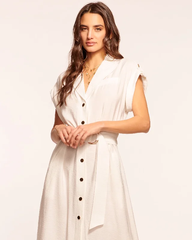 Celia Belted Shirt Midi Dress Comfortable Draped Midi Dress