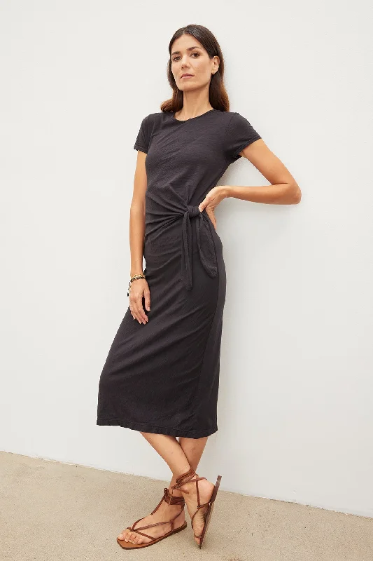 DARCY COTTON SLUB MIDI DRESS Comfortable Denim Midi Dress