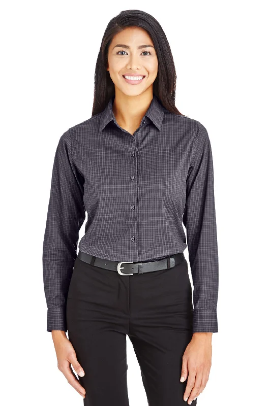 Devon & Jones Womens CrownLux Performance Moisture Wicking Long Sleeve Button Down Shirt - Carbon Grey Fashionable Short Sleeve Shirt