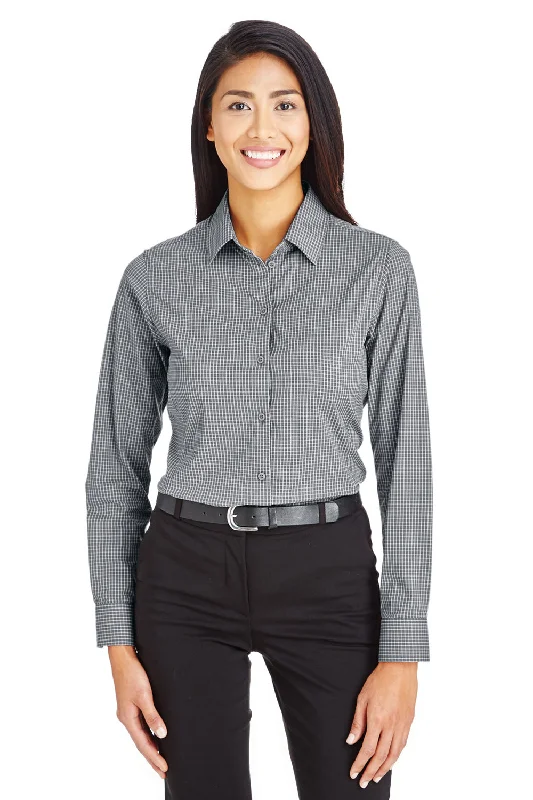 Devon & Jones Womens CrownLux Performance Moisture Wicking Long Sleeve Button Down Shirt - Graphite Grey Relaxed Short Sleeve Tee