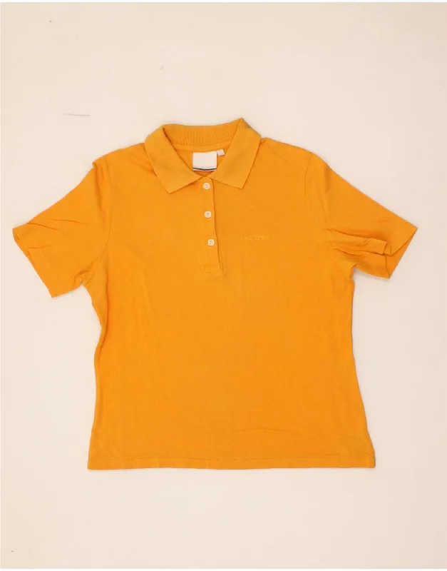 DIADORA Womens Polo Shirt UK 14 Large Orange Cotton Elegant Draped Short Sleeve