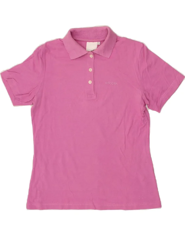 DIADORA Womens Polo Shirt UK 14 Large Pink Cotton Comfortable Loose Short Sleeve