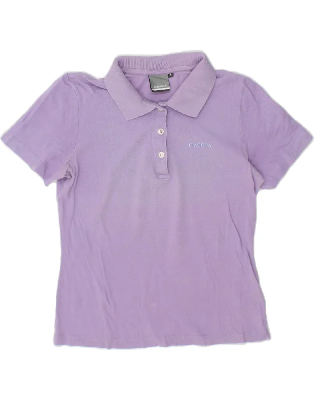 DIADORA Womens Polo Shirt UK 14 Large Purple Trendy Summer Short Sleeve