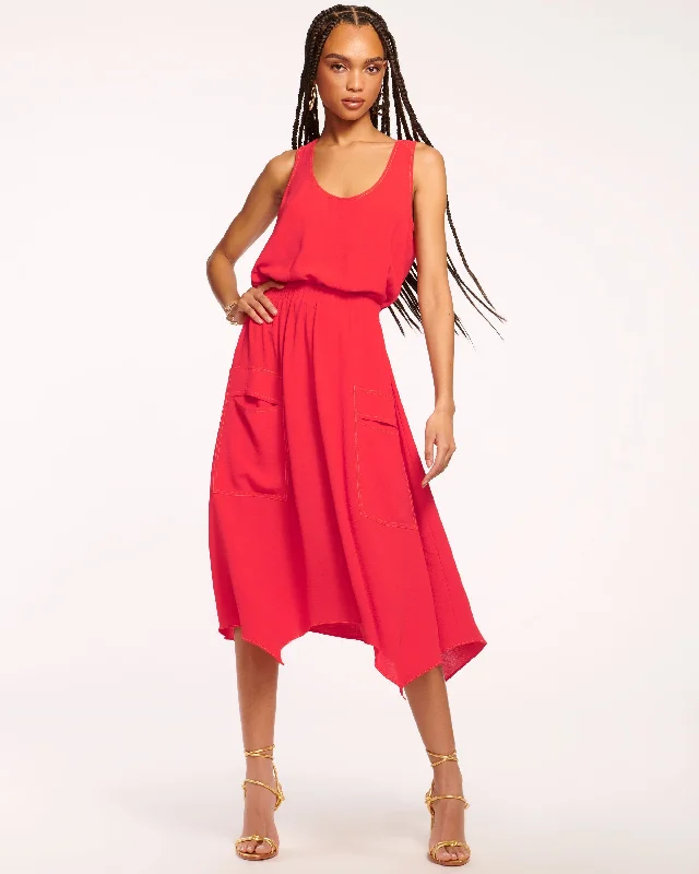 Hallie Scoop Neck Midi Dress Chic Bohemian Midi Dress