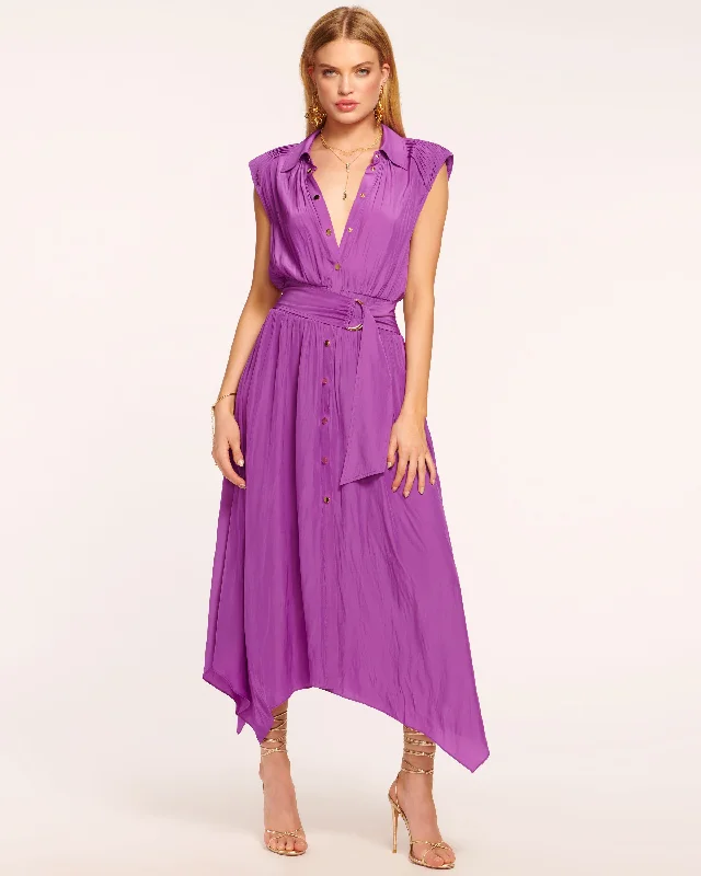 Ivy Belted Midi Dress Trendy Ruffle Hem Midi Dress