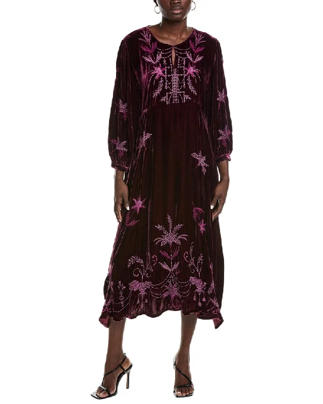 Johnny Was Palmira Velvet Effortless Midi Dress Eg Trendy Tiered Hem Midi Dress