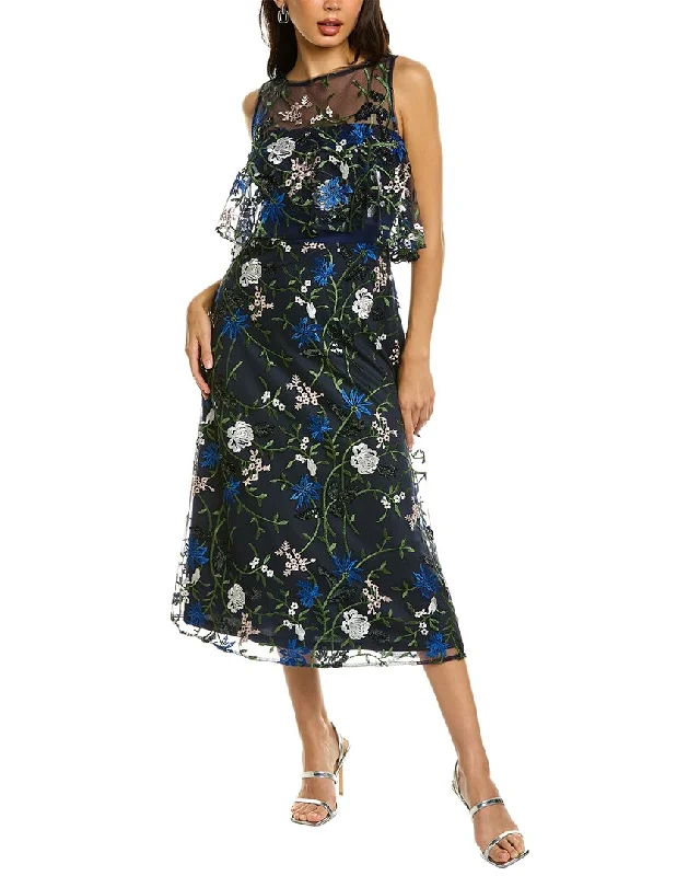 JS Collections Amira Popover Midi Dress Trendy Floral Wrap Midi Dress