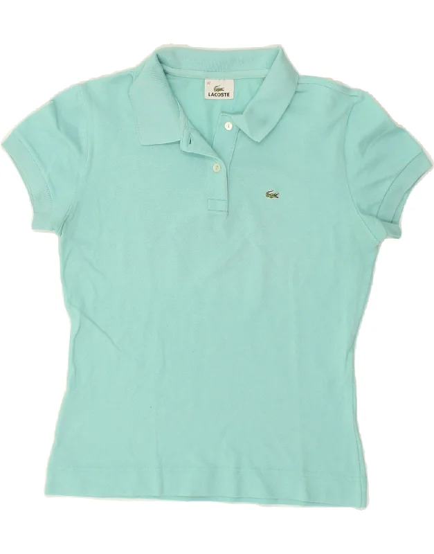 LACOSTE Womens Polo Shirt Size 42 Large Turquoise Cotton Trendy Short Sleeve Tunic