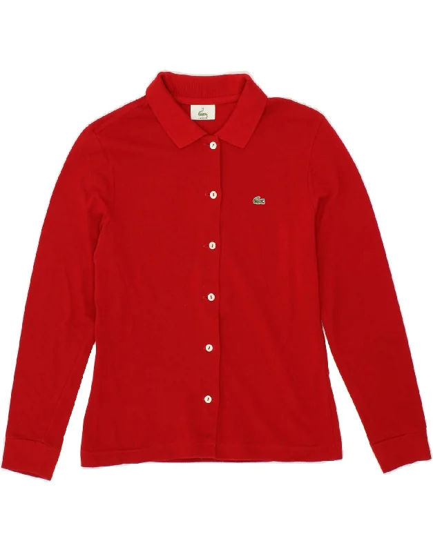 LACOSTE Womens Shirt Size 38 Medium Red Cotton Soft Cotton Short Shirt