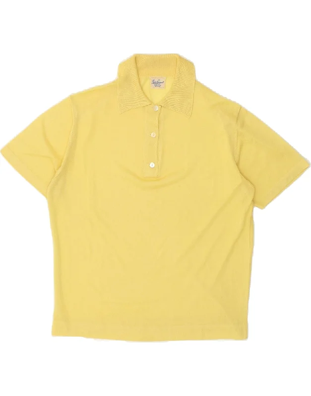 LUISA SPAGNOLI Womens Polo Shirt UK 16 Large Yellow Modern Casual Short Sleeve