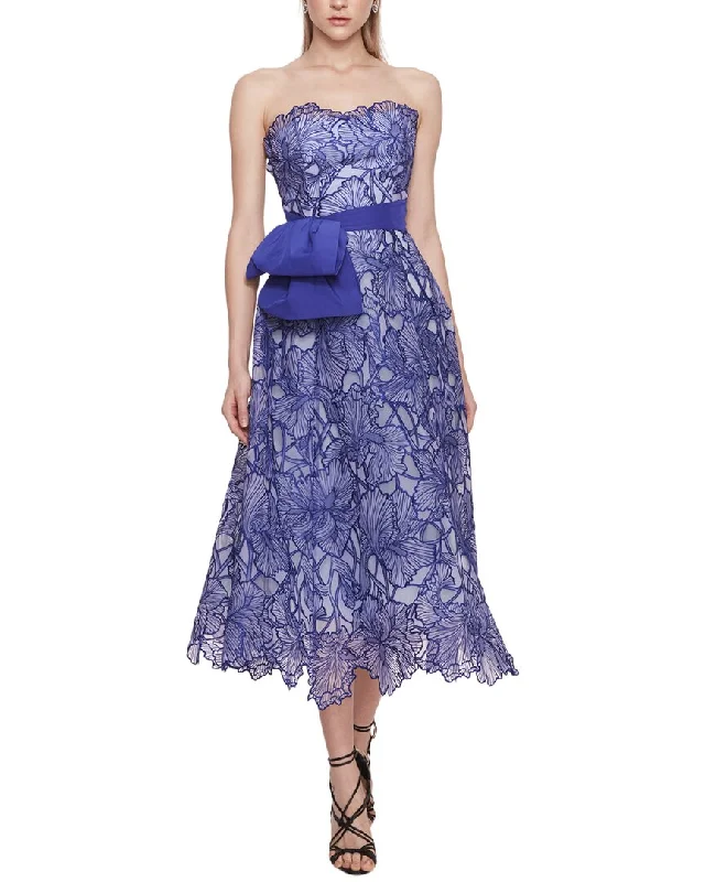 Marchesa Notte Iris Cutwork Midi Dress Fashionable Chiffon Midi Dress