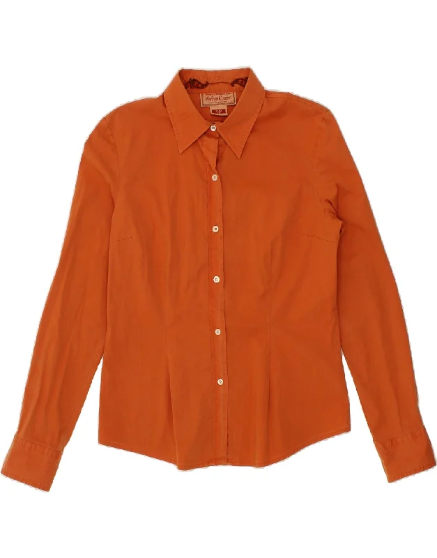 MARLBORO CLASSICS Womens Shirt UK 18 XL Orange Cotton Stylish Round Neck Shirt