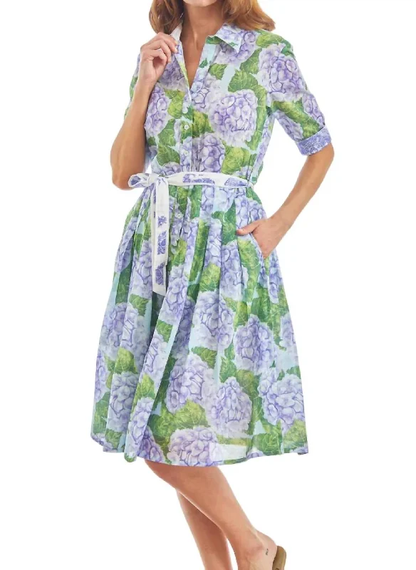 Mrs Maisel Hydrangea Midi Dress In Lavender,spring Green Trendy Shift Midi Dress