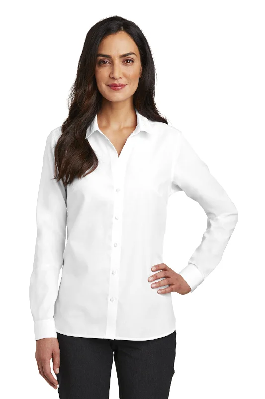 Red House Womens Nailhead Wrinkle Resistant Long Sleeve Button Down Shirt - White - Closeout Chic Embellished Short Sleeve