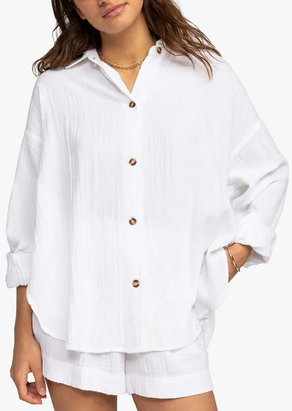 Roxy Women's Button Up Shirts Casual Button-Down Short Shirt