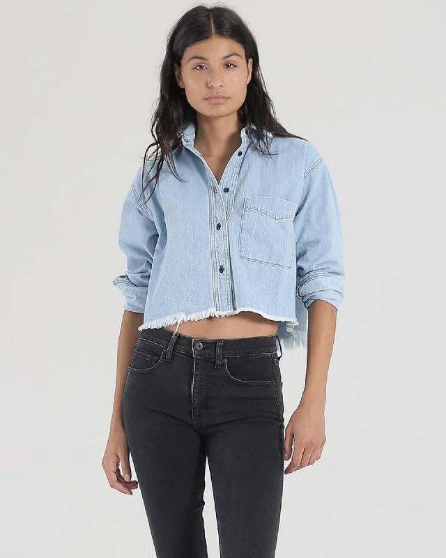 Denim Shirt Stylish Short Sleeve Top