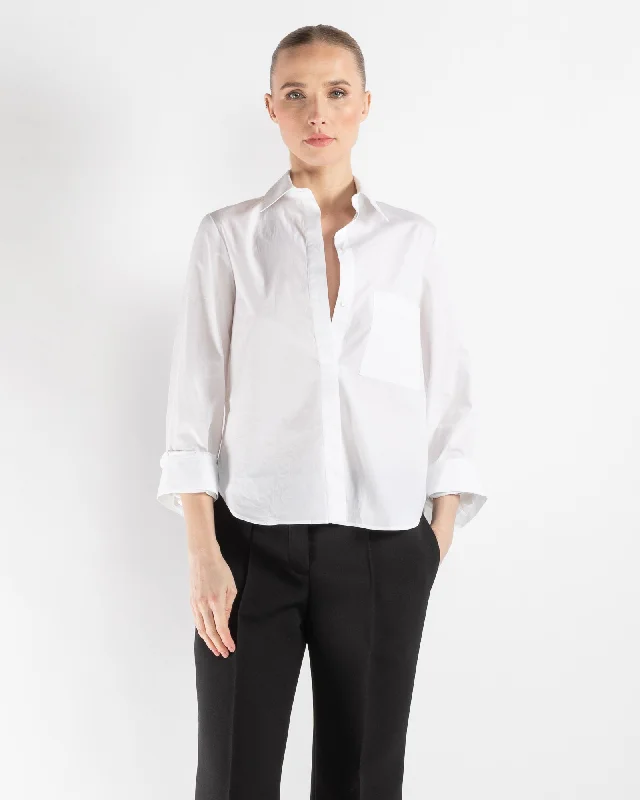 Boyfriend Shirt Relaxed Cotton Short Blouse