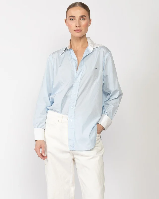 Upcycled Shirt Relaxed Button-Down Short Shirt