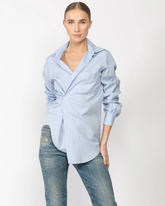 Upcycled Shirt Chic V-Neck Short Blouse