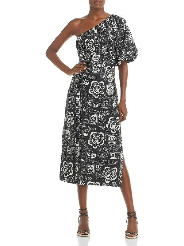 Womens Linen Printed Midi Dress Trendy Knit Midi Dress