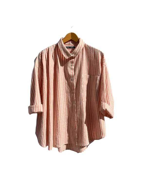 Acant Shirt Organic Stripes Jacquard Relaxed Cotton Short Blouse