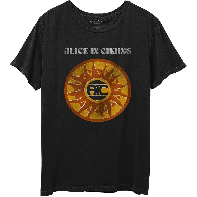 Alice In Chains | Official Band T-Shirt | Circle Sun Vintage Striped Floral Plaid