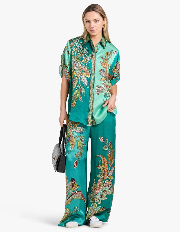 Franca Shirt - Blue Fashionable Pleated Short Shirt