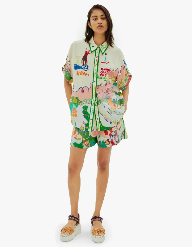 Nadia Shirt - Multi Casual Boxy Short Shirt