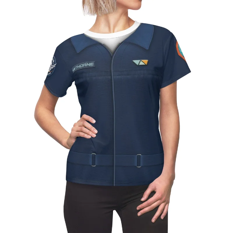 Alisha Hawthorne Blue Uniform Women's Shirt, Lightyear 2022 Costume Stylish Short Sleeve Polo
