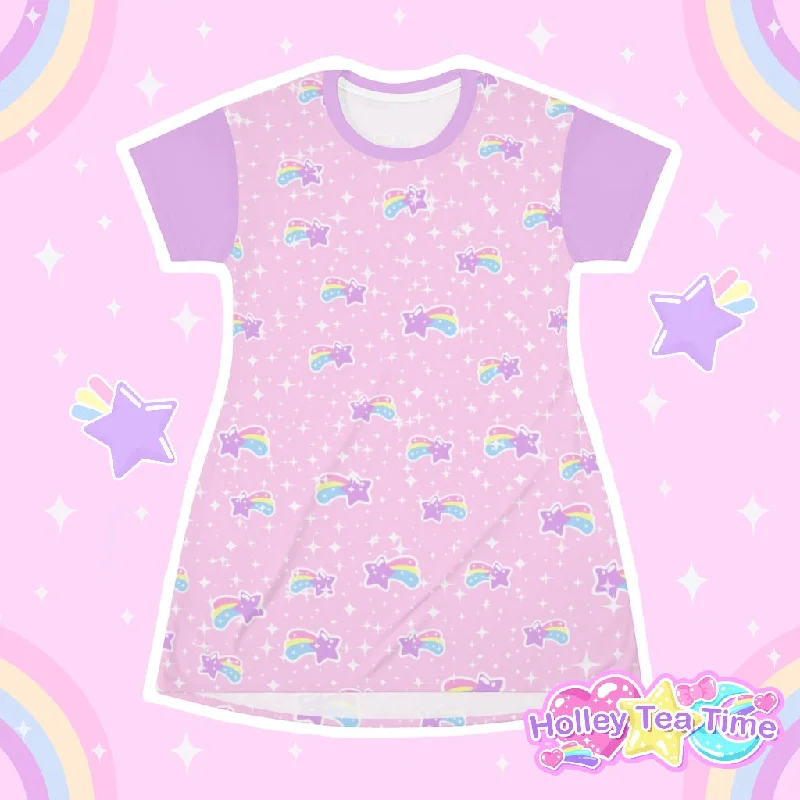 Bubblegum Bunny Shooting Stars All Over Print T-Shirt Mini Dress Mesh Fabric Canvas Fabric Denim Fabric Bubblegum Bunny Shooting Stars All Over Print T-Shirt Mini Dress Mesh Fabric Canvas Fabric Denim Fabric