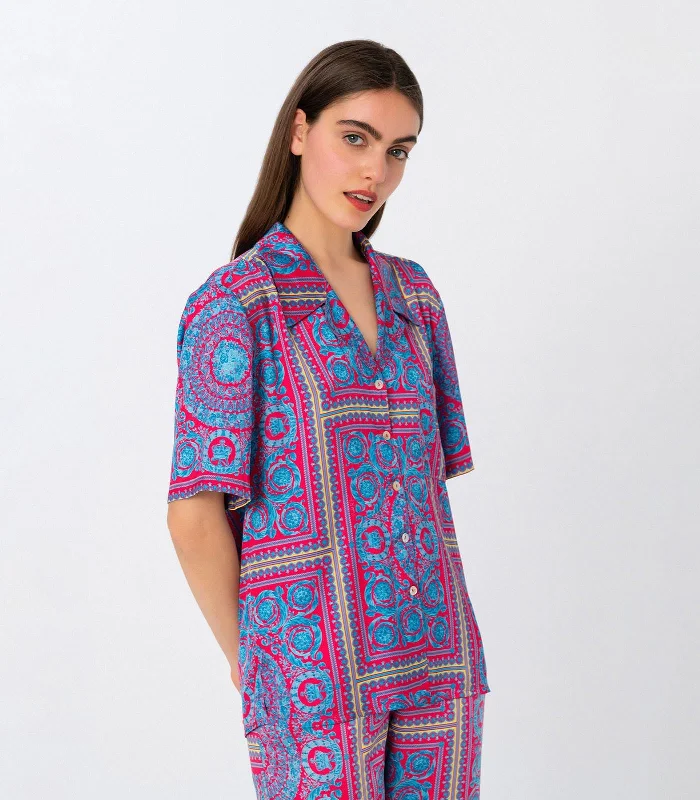 Amelie Print Shirt Casual Boxy Short Shirt