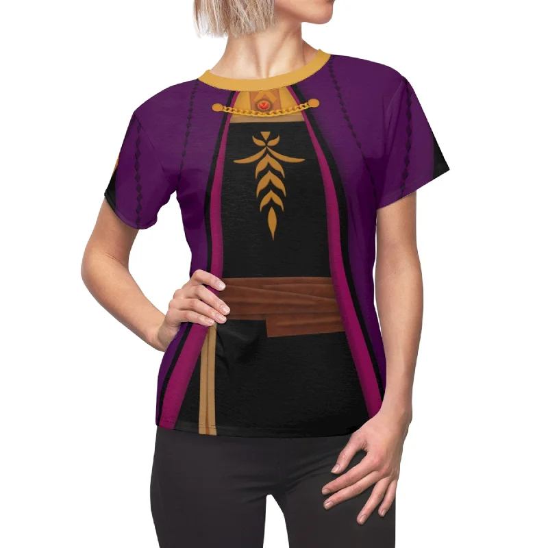 Anna Women Shirt, Frozen 2 Costume Elegant Silk Short Shirt