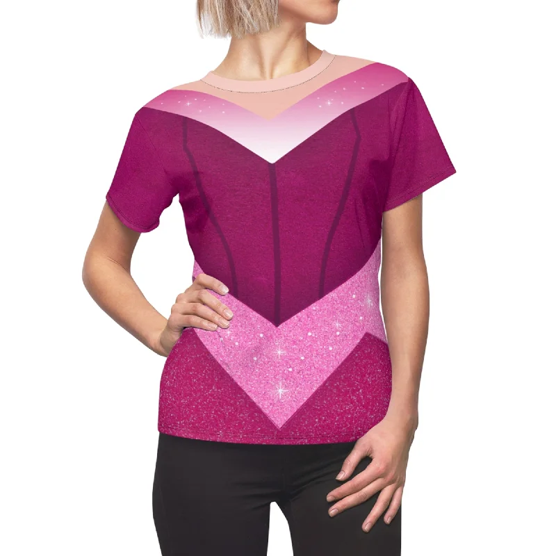 Aurora Pink Women's Shirt, Sleeping Beauty Costume Classic Button-Up Short Tee