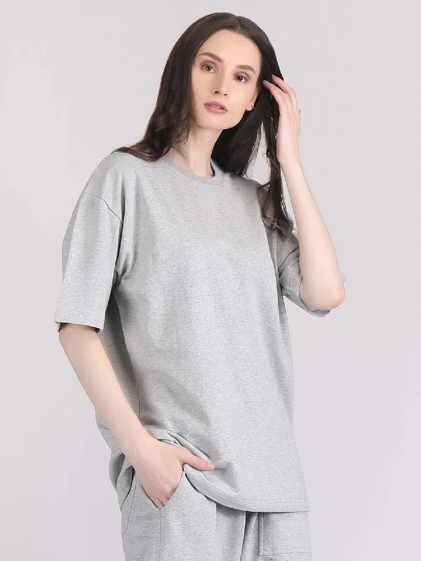 baggy tshirt for women - oversized t shirts Stylish Split-Hem Short Shirt