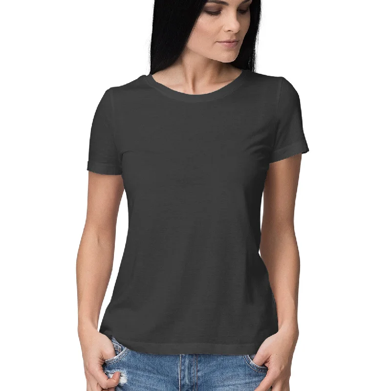 Black - Plain Women's T-shirt Terry Blend Velvet Blend Canvas Blend