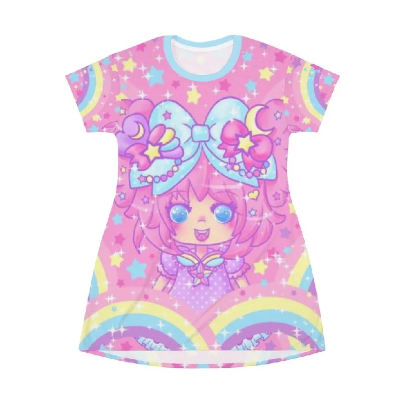 Bubbles Rainbow Land All Over Print T-Shirt Mini Dress Nylon Fabric Polyester Fabric Spandex Fabric Bubbles Rainbow Land All Over Print T-Shirt Mini Dress Nylon Fabric Polyester Fabric Spandex Fabric