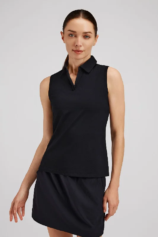 Classic Fit Sleeveless Polo Shirt Cozy Summer Short Shirt