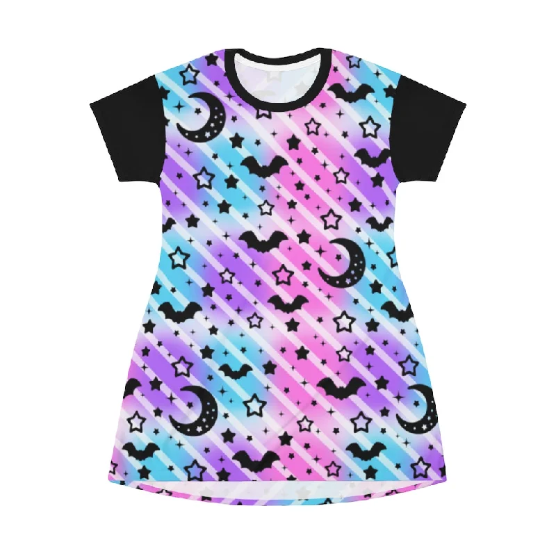 Creepy Cute Stripes All Over Print T-Shirt Mini Dress Houndstooth Herringbone Solid