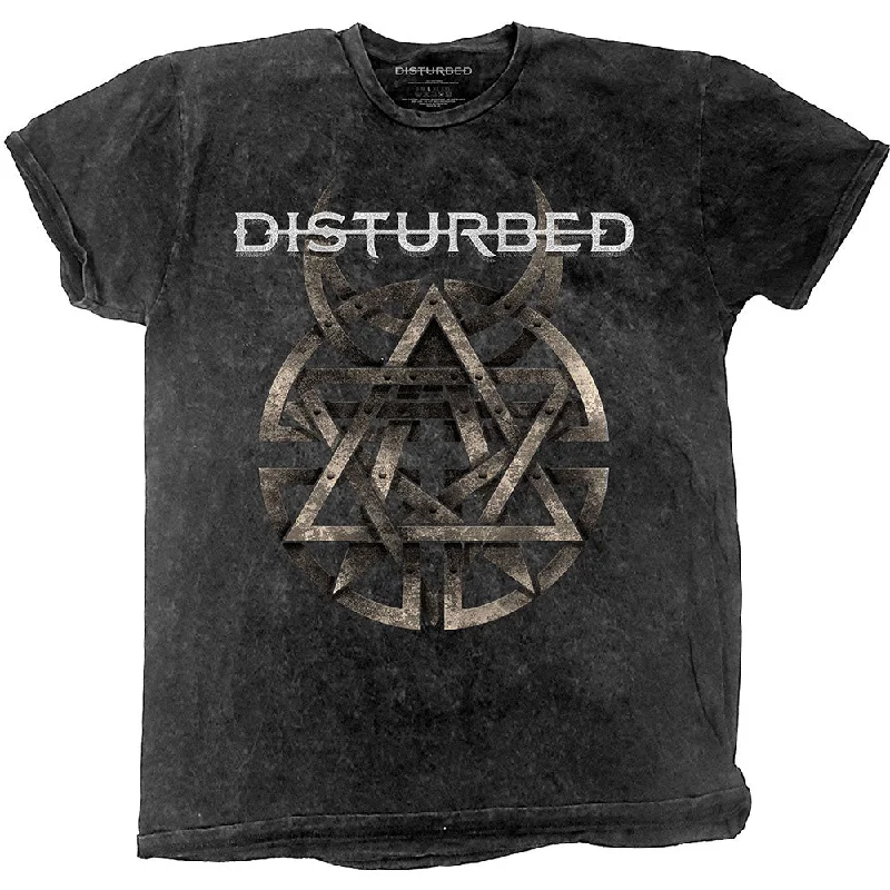 Disturbed | Official Band T-Shirt | Riveted (Dip-Dye, Mineral Wash) Boxy Fit Fitted Loose