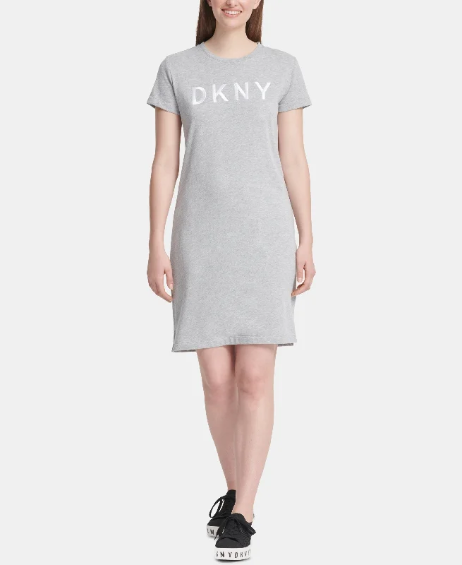 DKNY Logo T-Shirt Dress Fleece Nylon Spandex