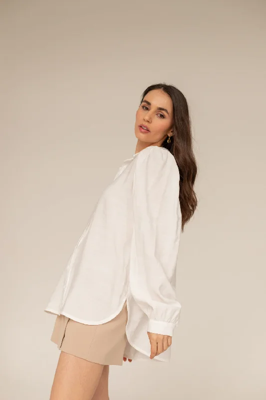 Dhalia Shirt White Trendy Ruffled Short Sleeve