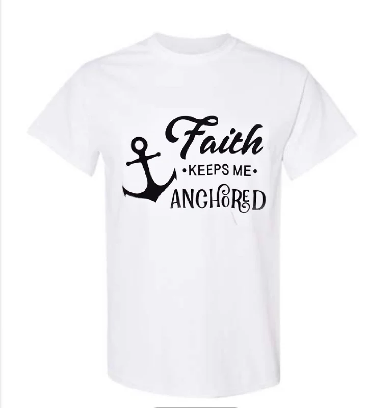 FAITH KEEPS ME ANCHORED T-SHIRT Cotton Graphic Embroidered Appliqued