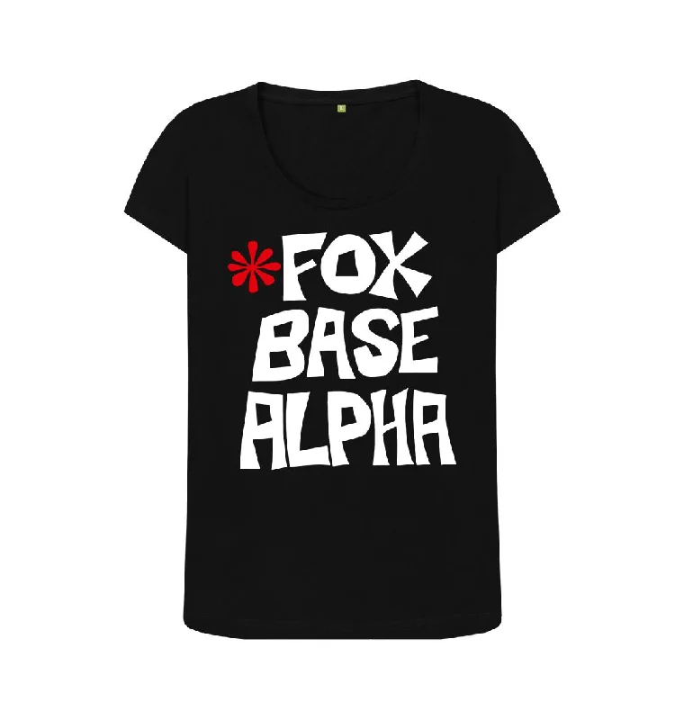 Fox Base Alpha Reverse Logo scoop neck t-shirt Ribbed T-Shirt High Neck Heavyweight