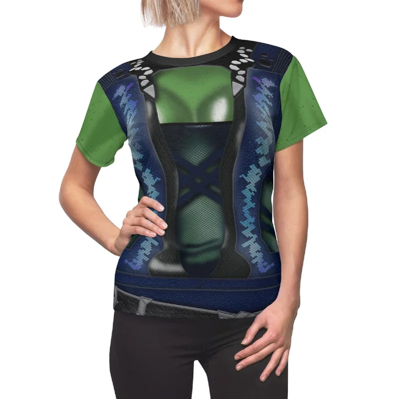 Gamora Blue and Black Women Shirt, Guardians of the Galaxy Costume Cozy Cotton Short Tee