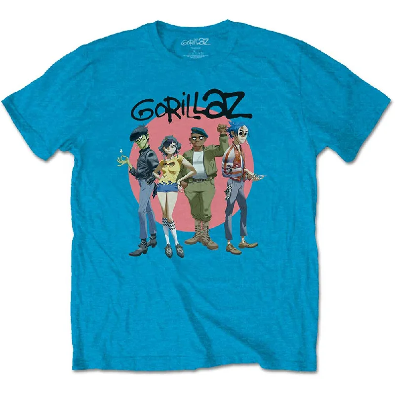 Gorillaz | Official Band T-shirt | Group Circle Rise Chenille Fabric Brocade Fabric Lace Fabric