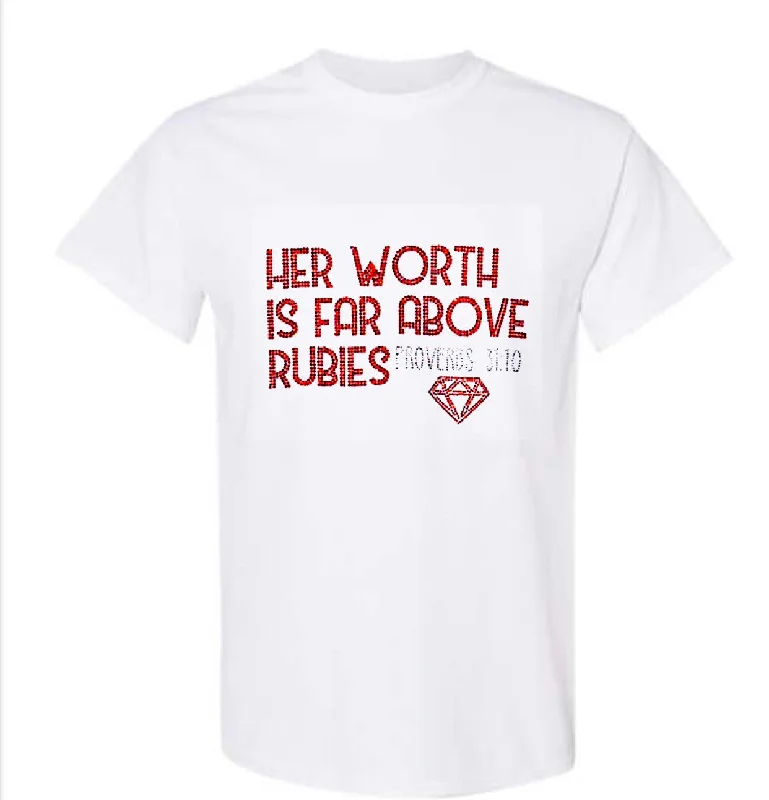 HER WORTH IS FAR ABOVE RUBIES T-Shirt Silk Blend Satin Velvet