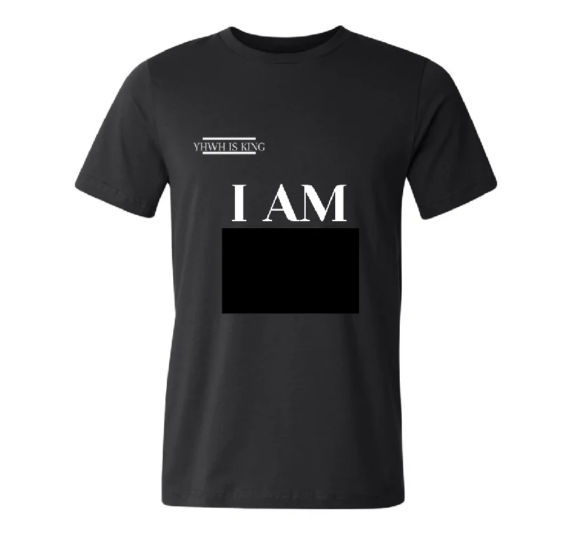 I AM CHALKBOARD T-SHIRT Notch Collar Peter Pan Collar Cowl Neck